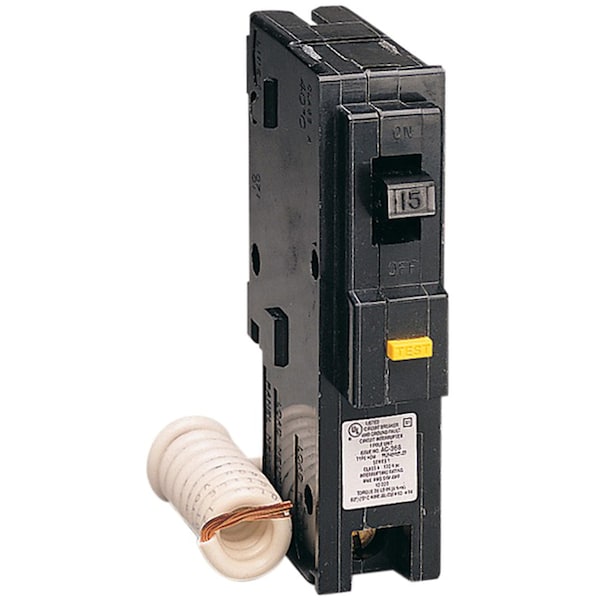 Square D Miniature Circuit Breaker, HOM Series, 15A, 1 Pole, 120V AC, 10kA, A Curve HOM115GFICP - main